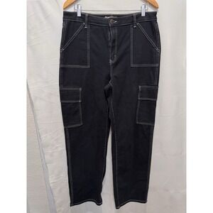 So Good For Life High Rise Cargo Jeans Size 17 33W Dark Wash Wide‎ Legs